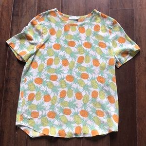 Pineapple Print Silk Blouse